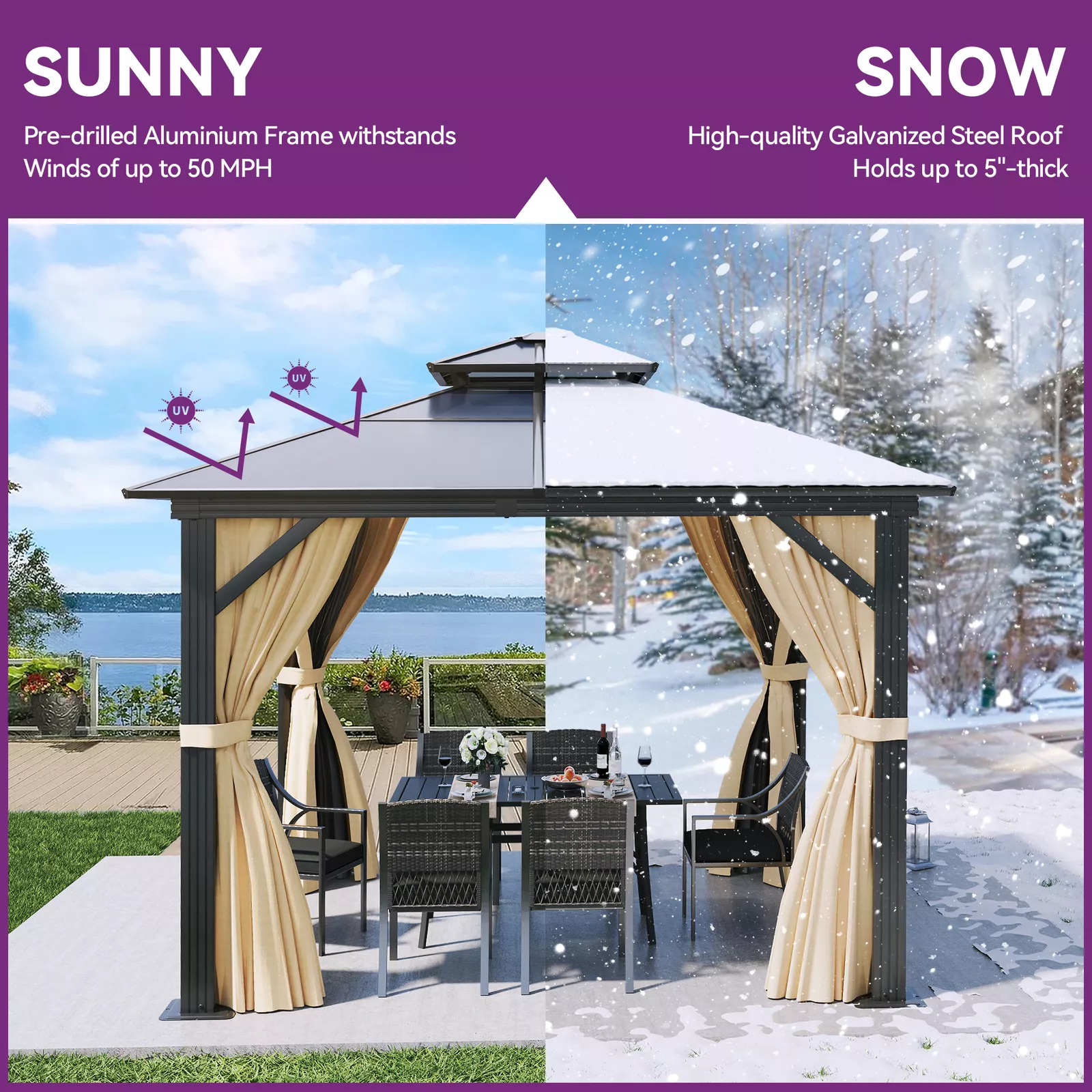 10x10 Outdoor Patio Hard Top Gazebo - Image 3