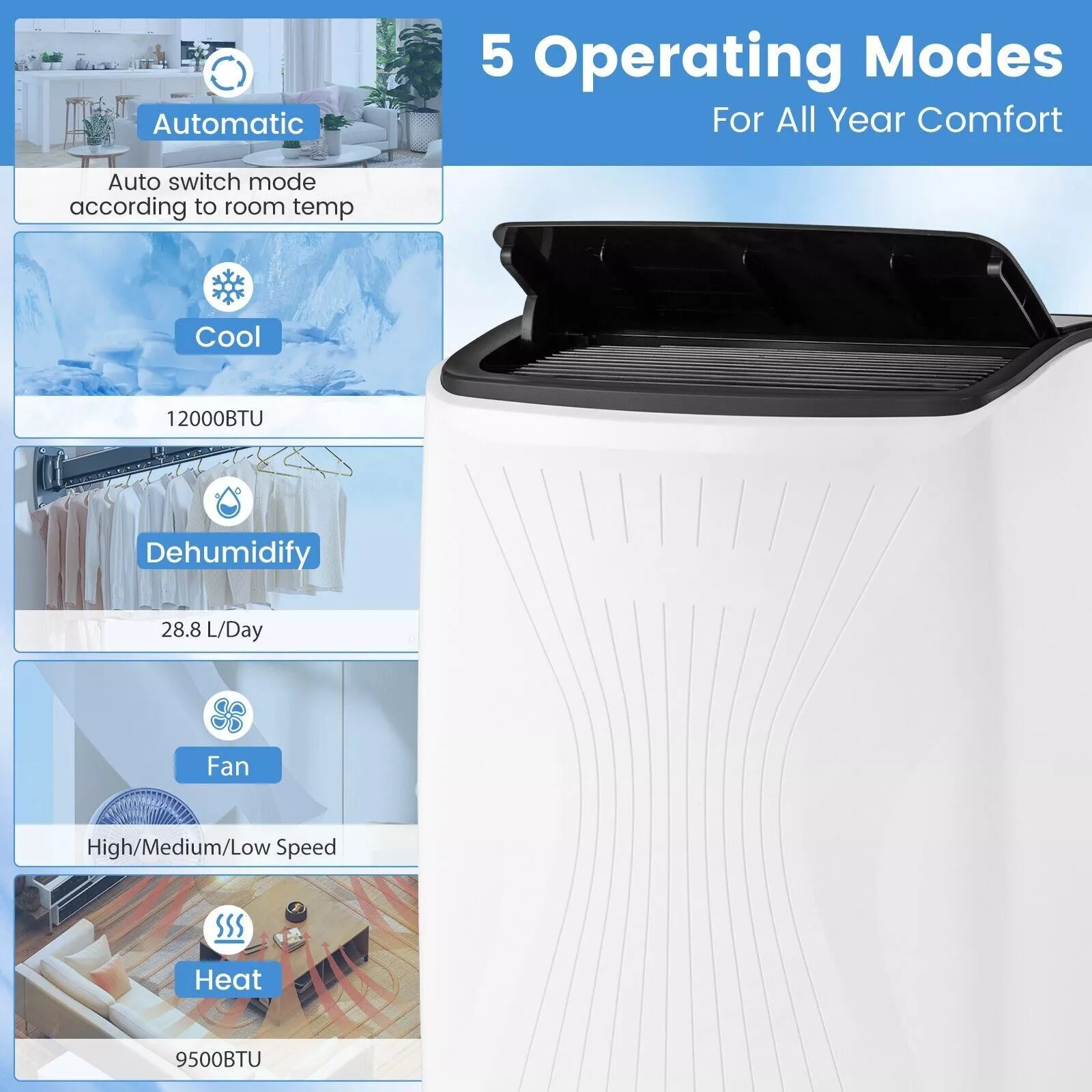 12000 BTU Portable Air Conditioner With Heater - Image 4
