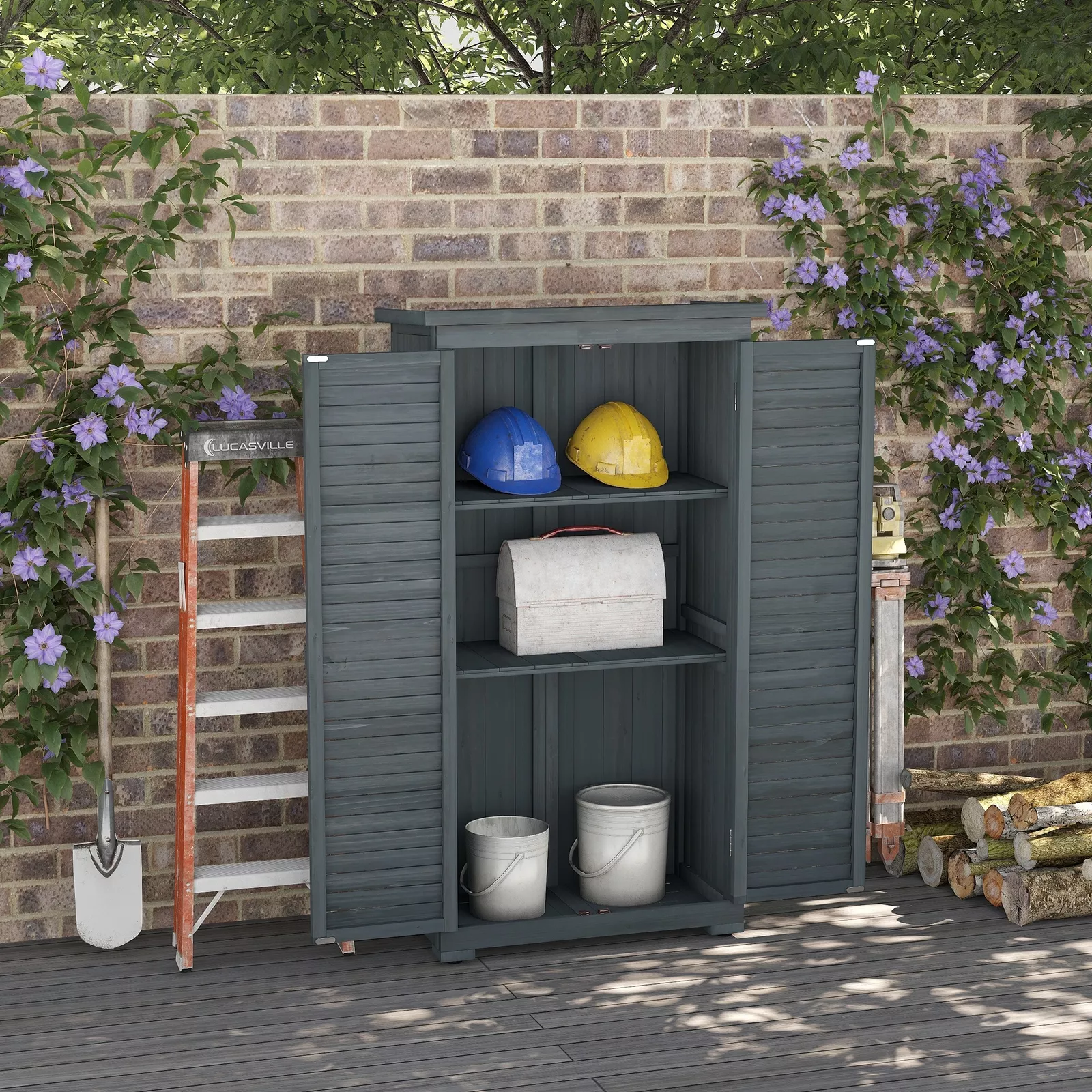 132lbs Wooden Outdoor Garden Shed