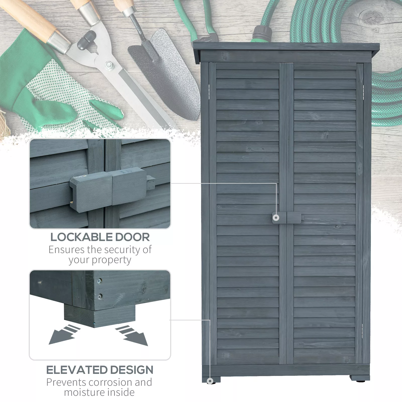 132lbs Wooden Outdoor Garden Shed - Image 6