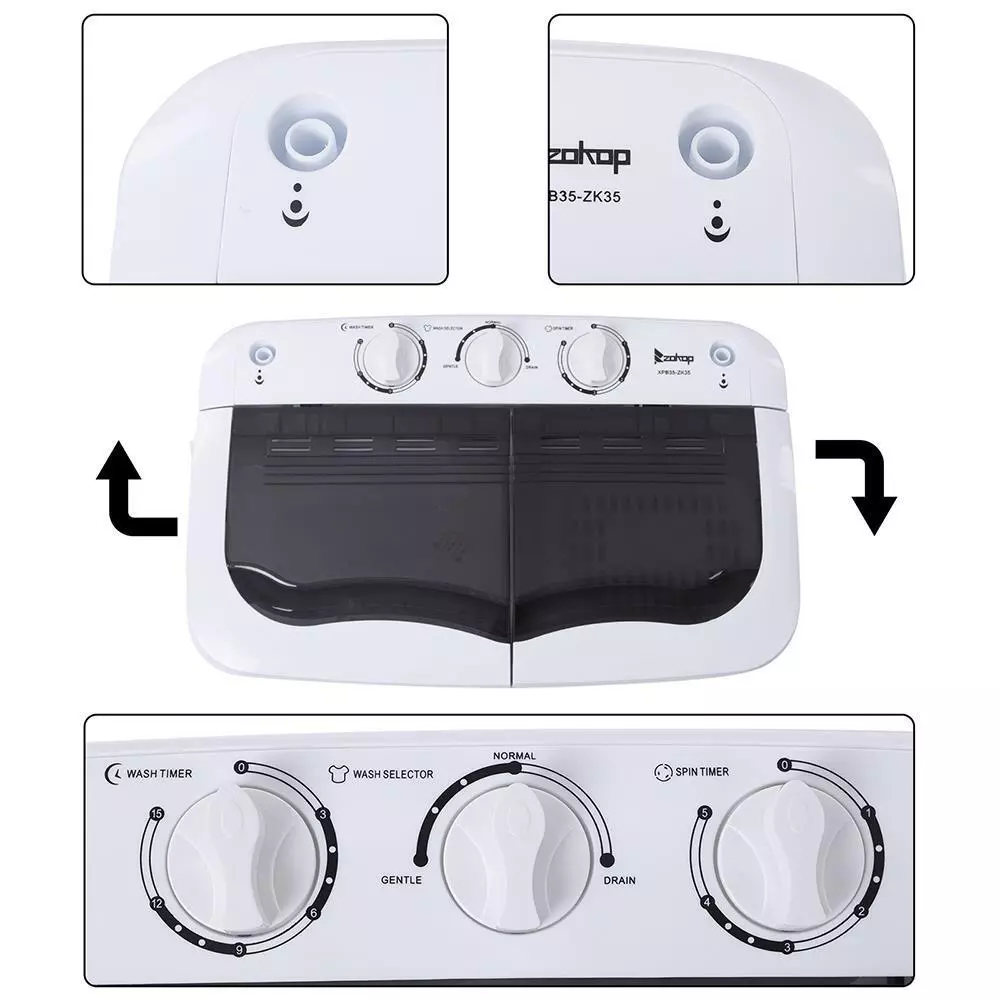 14.3lbs Twin Tub Portable Washer & Spin Dryer - Image 4