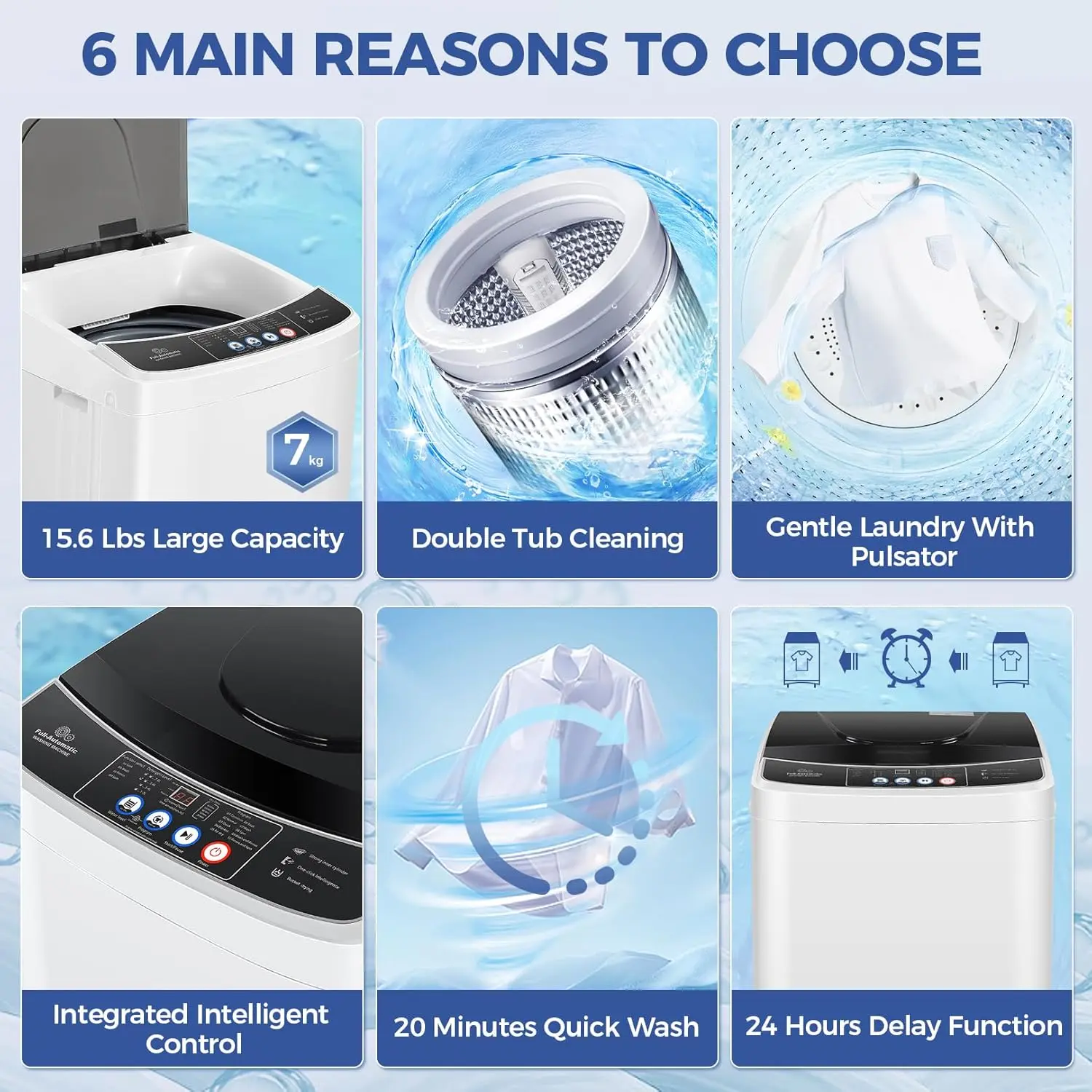 15.6lbs Portable Apartment Ventless Washer & Spin Dryer - Image 6