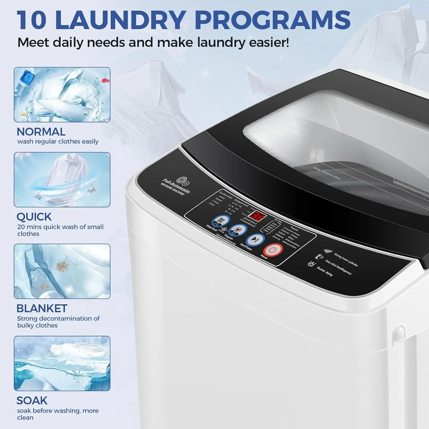 17.8lbs Portable Apartment Ventless Washer & Spin Dryer (Glass) - Image 5