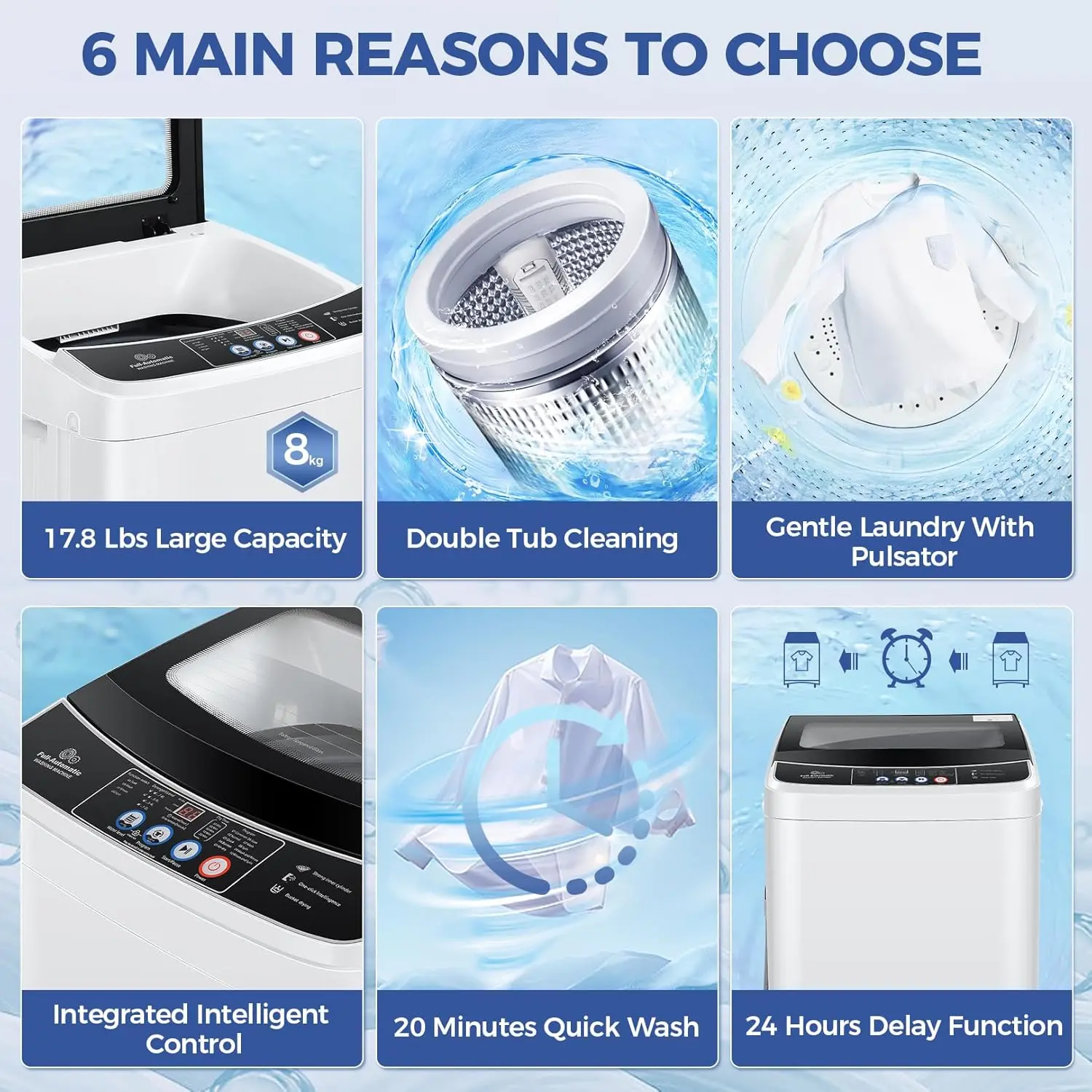 17.8lbs Portable Apartment Ventless Washer & Spin Dryer (Glass) - Image 7