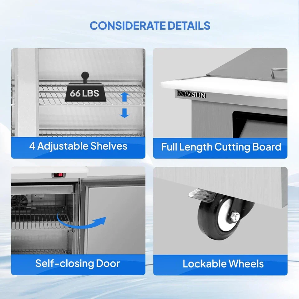 2 Door Commercial Sandwich Refrigerator - Image 7