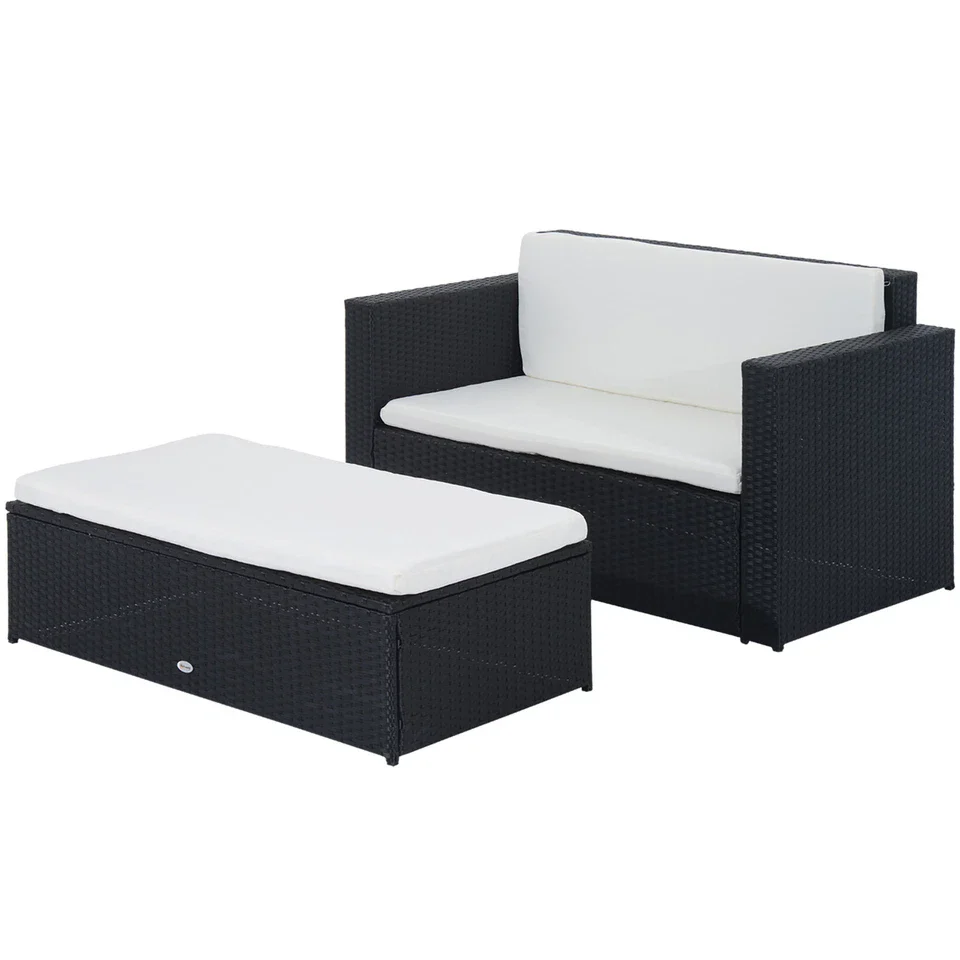 2 Piece Rattan Outdoor Patio Couch Set - Image 2
