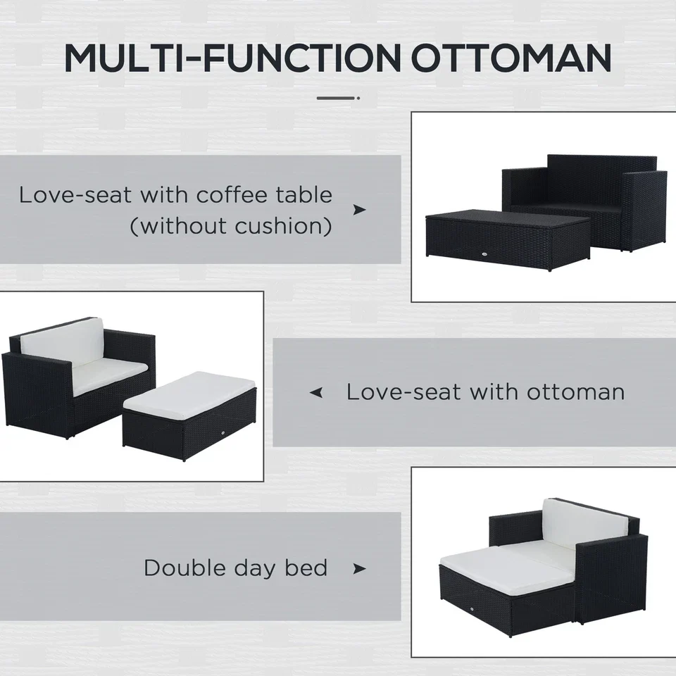 2 Piece Rattan Outdoor Patio Couch Set - Image 6