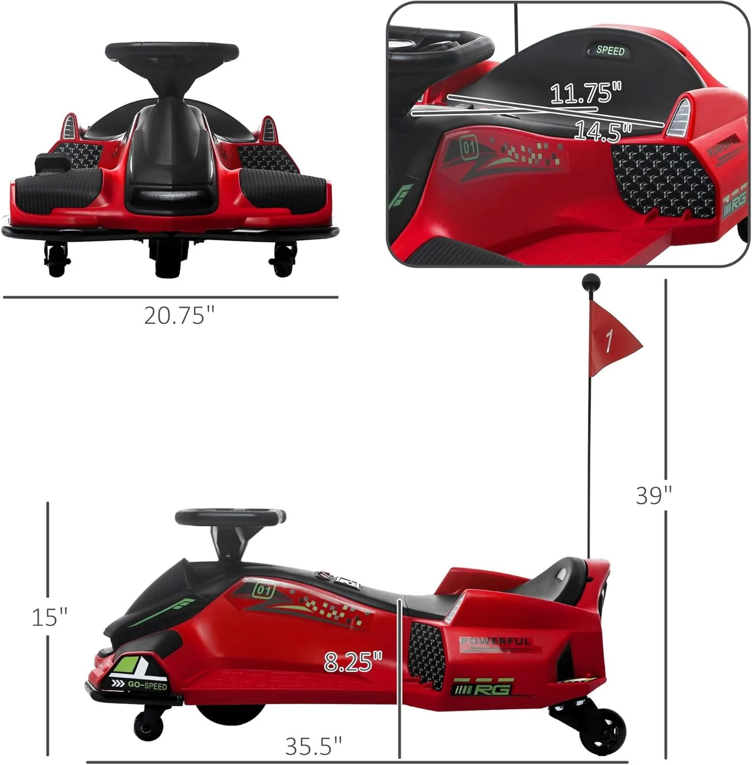 24V Electric Go-Kart for Kids W/ Remote Control - Image 3