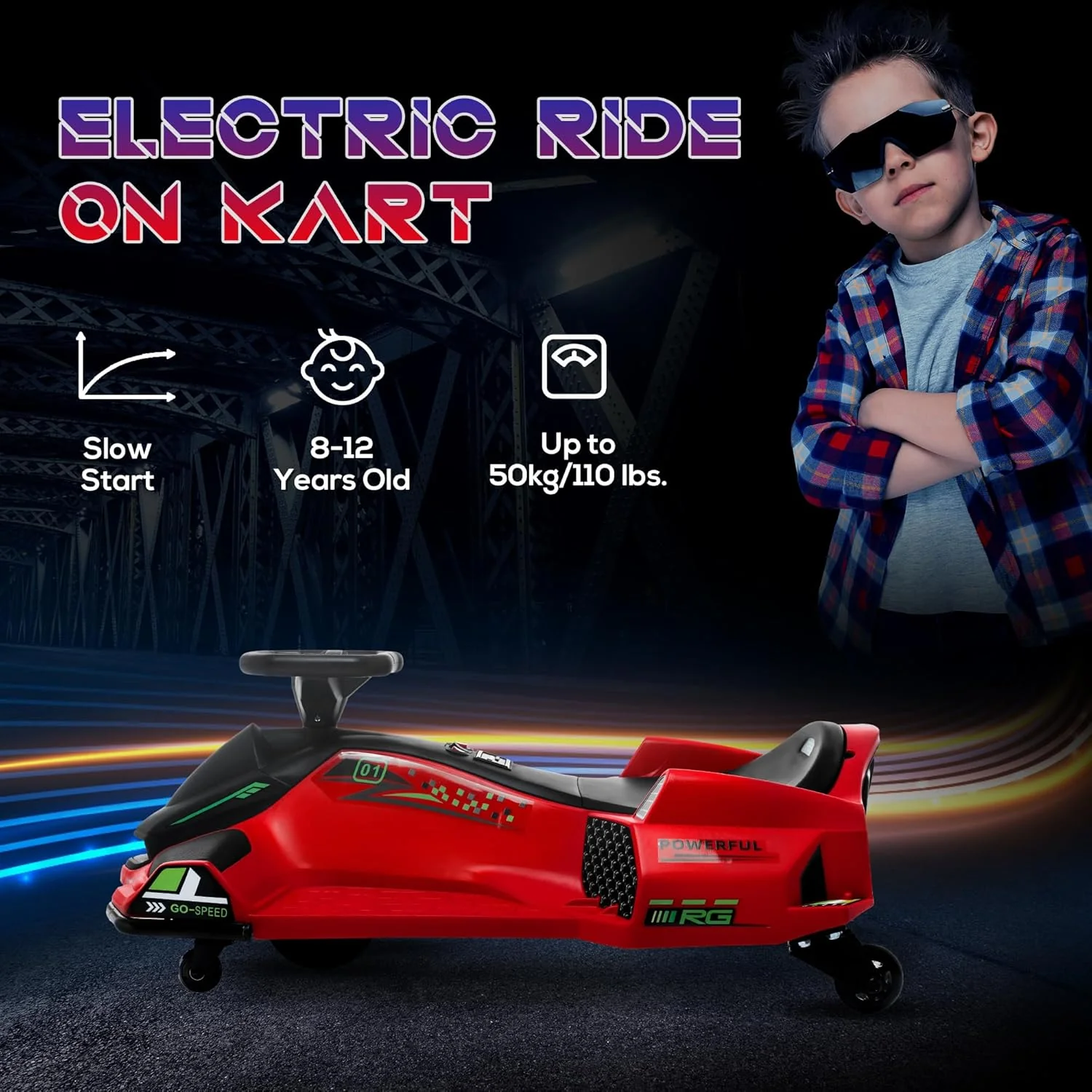 24V Electric Go-Kart for Kids W/ Remote Control - Image 6