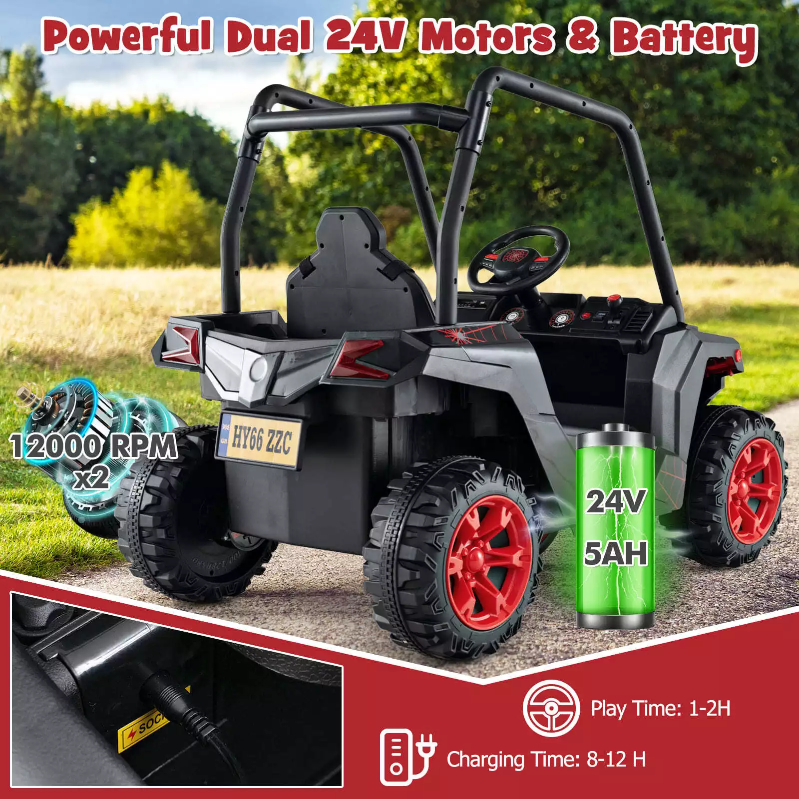 24V Kid's Electric Ride On UTV With Remote Control - Image 4