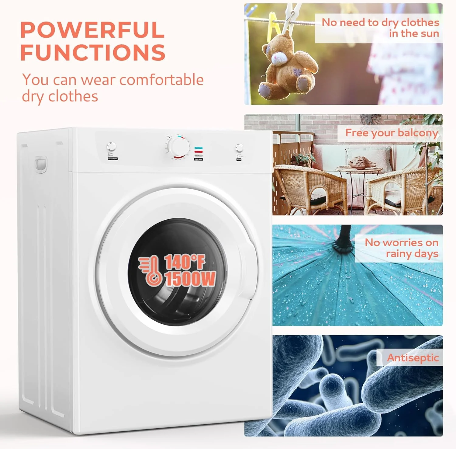 26lbs Portable Tumble Dryer Machine - Image 7