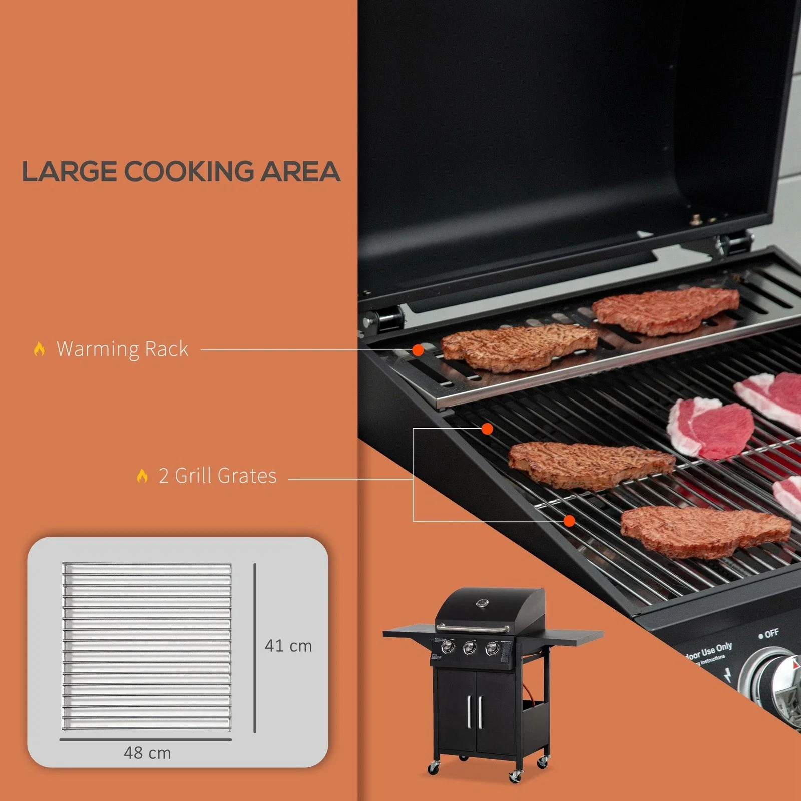 3 Burner Propane Barbeque Grill - Image 3