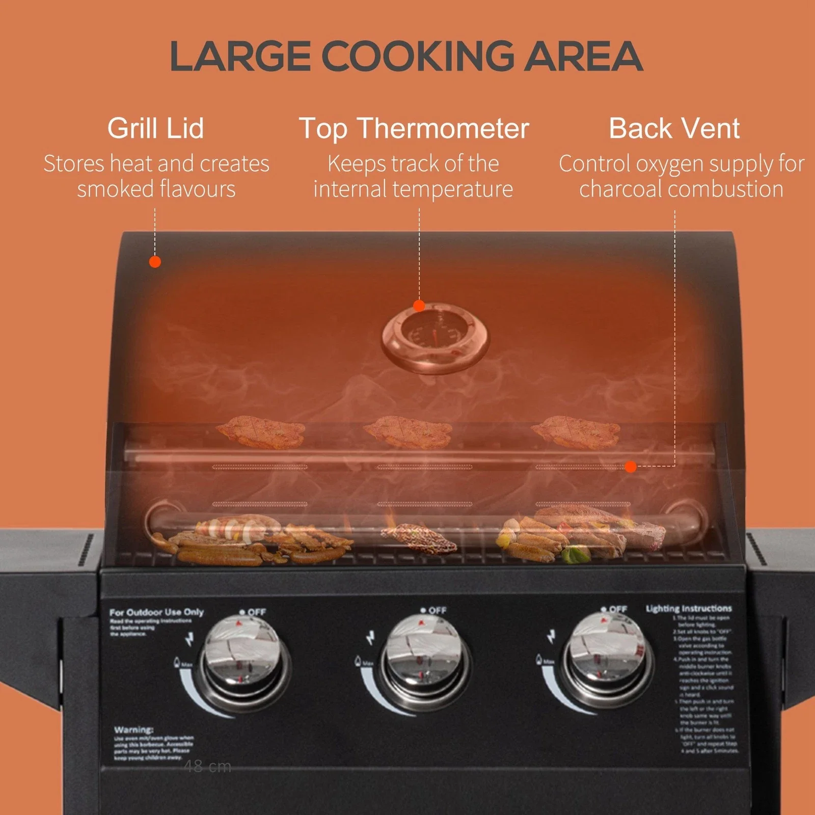 3 Burner Propane Barbeque Grill - Image 4