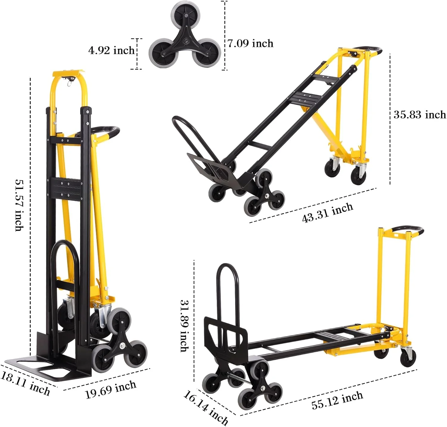 3-in-1 Industrial Convertible Hand Truck Dolly Cart - Image 4