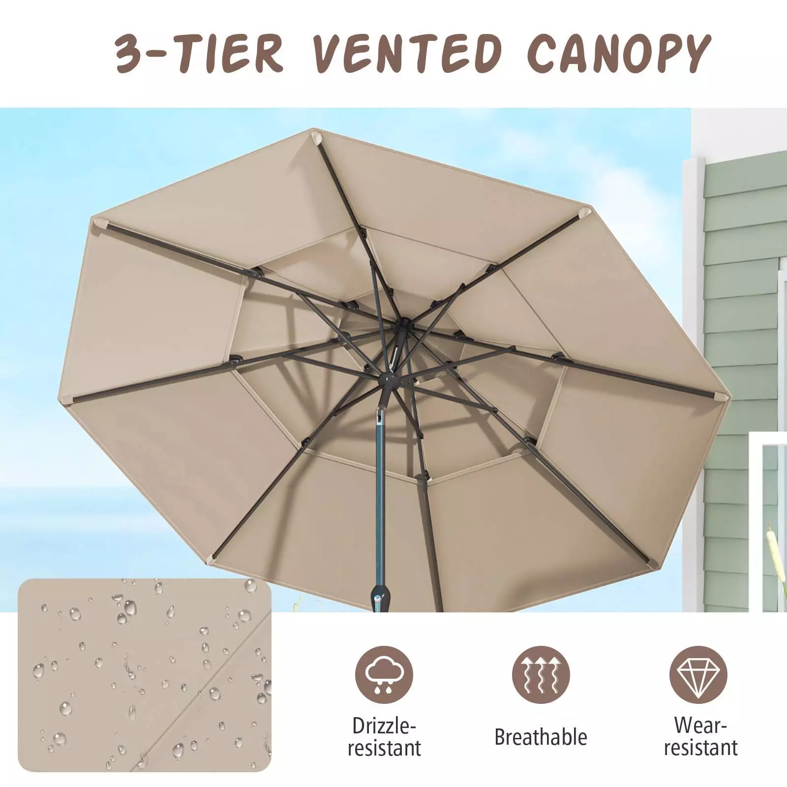 3 Tier Large Outdoor Garden Umbrella - Image 4