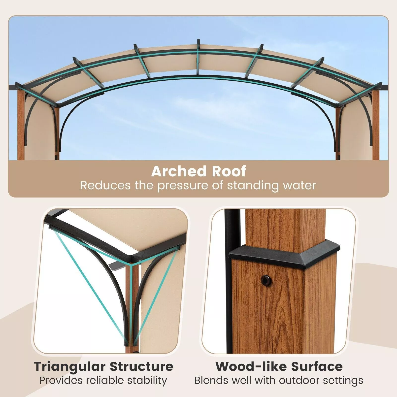 3x3.6 Outdoor Pergola Garden Gazebo - Image 5