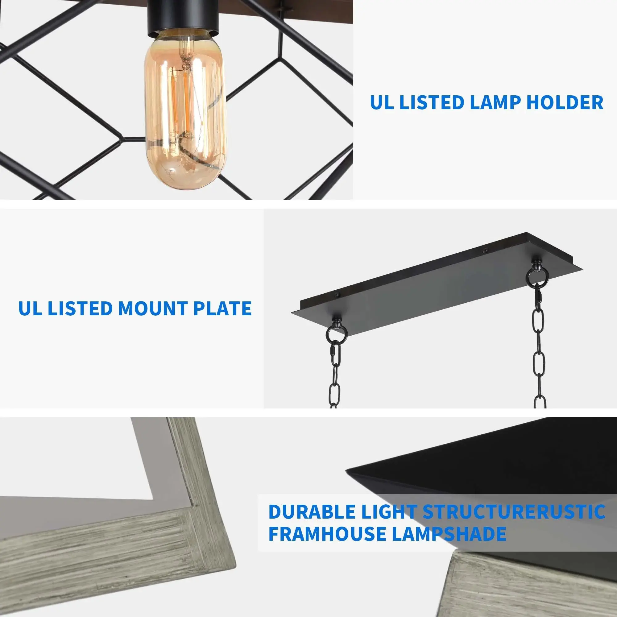 5 Lights Linear Farmhouse Dining Room Chandelier - Image 6