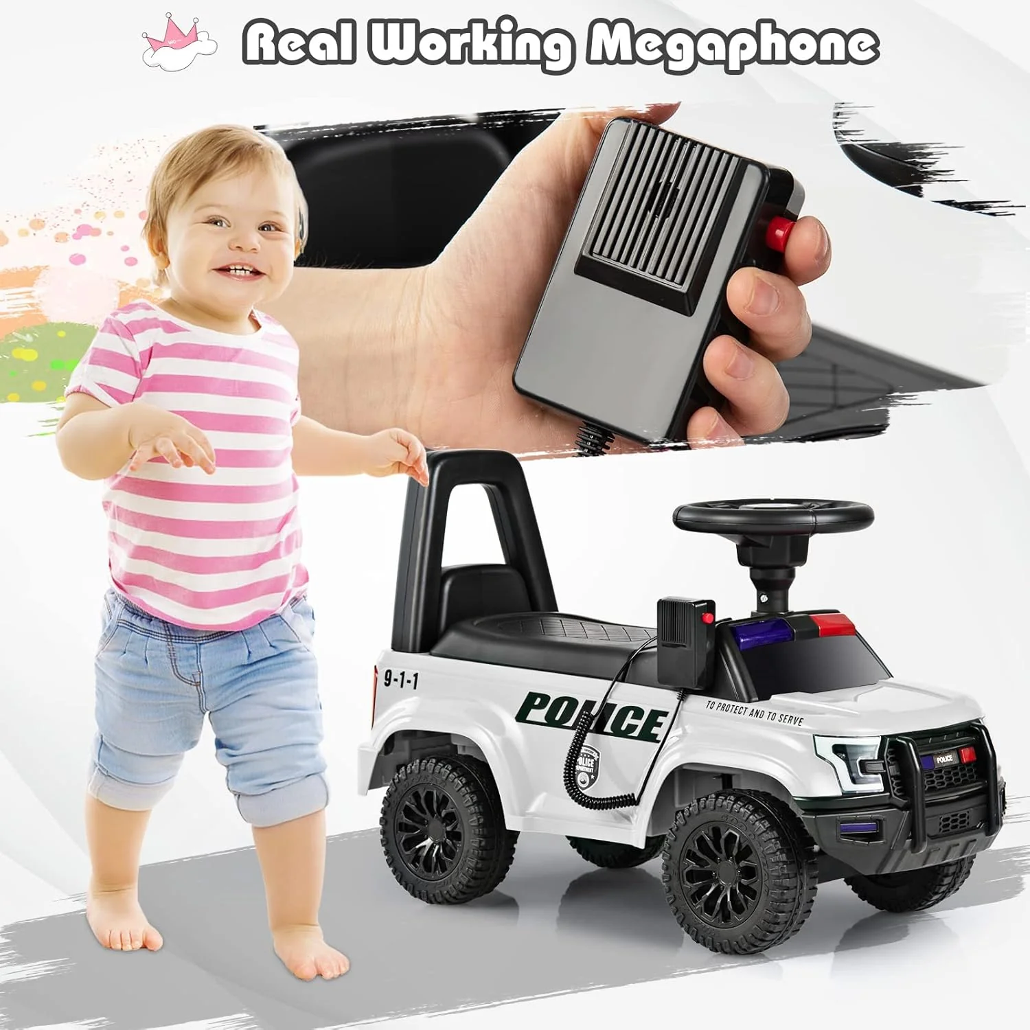 6V Kids Ride-On Police Car - Image 4