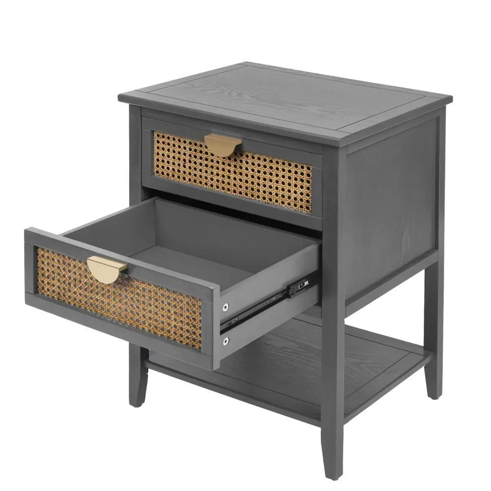 Aled Rattan Nightstand Table With Drawer - Image 4