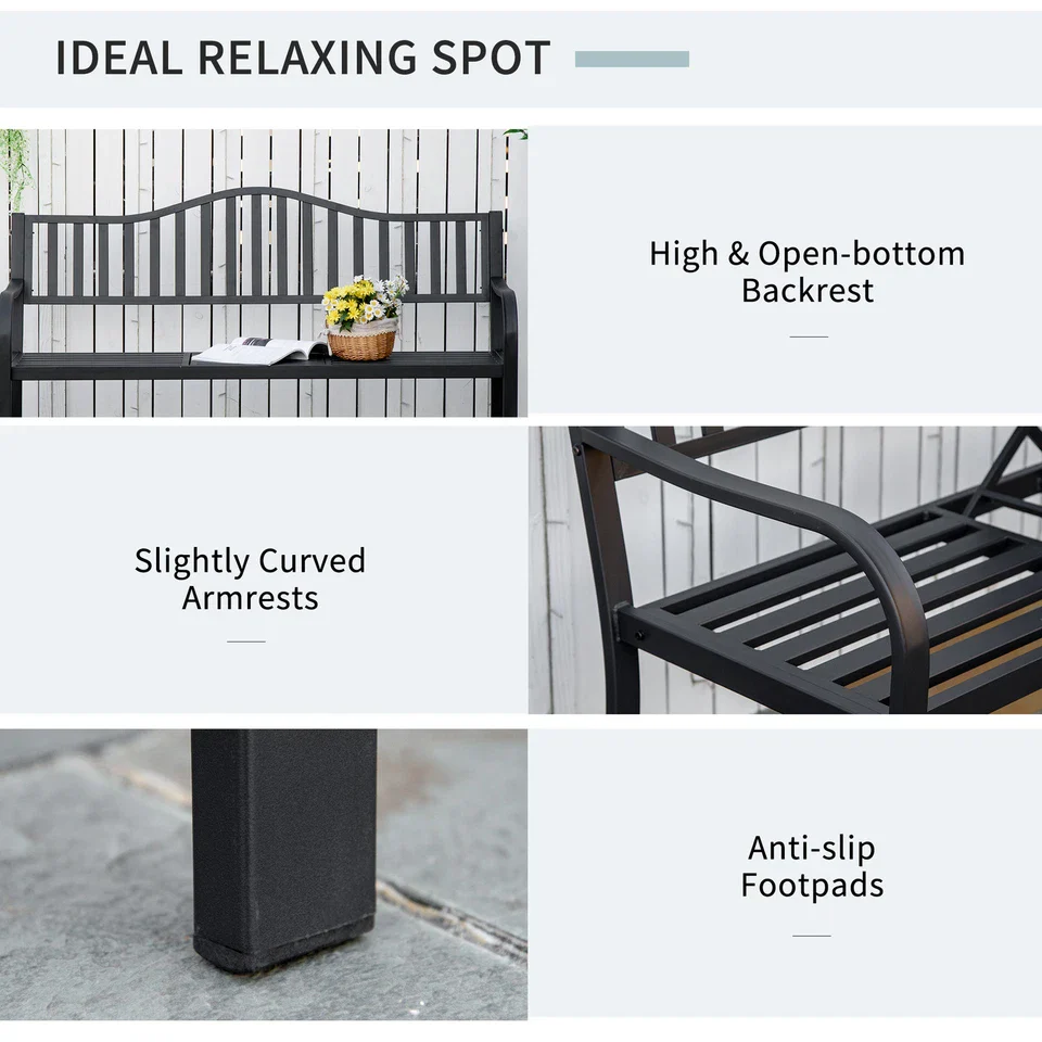 Allan Metal Outdoor Garden Bench - Image 4