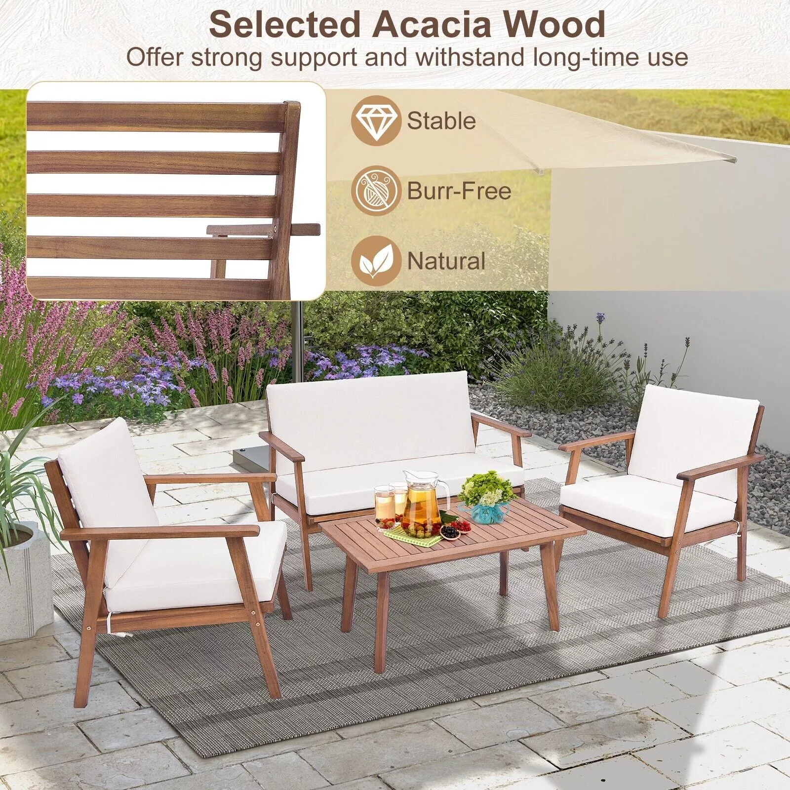 Anita Wood 4 Pieces Garden Furniture Set - Image 3