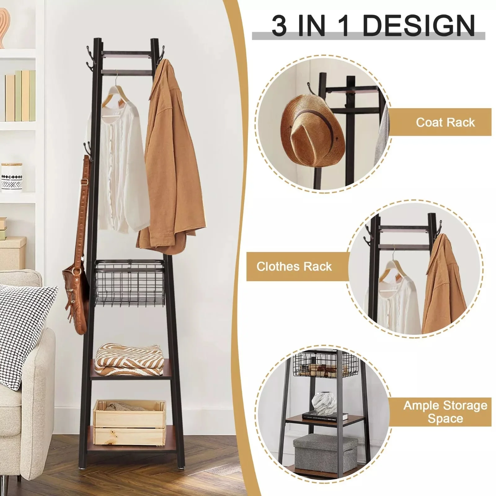 Ann Antique Coat & Clothes Rack Stand - Image 3