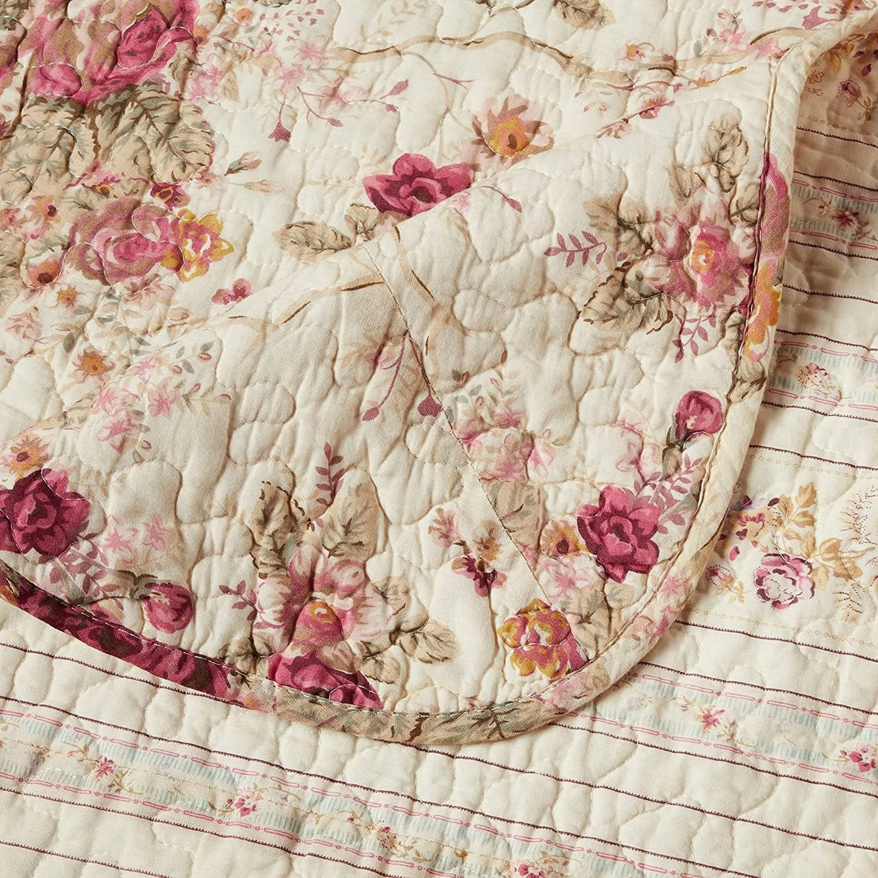 Antique Rose Reversible Cotton Quilt Set – King/Cal King - Image 4