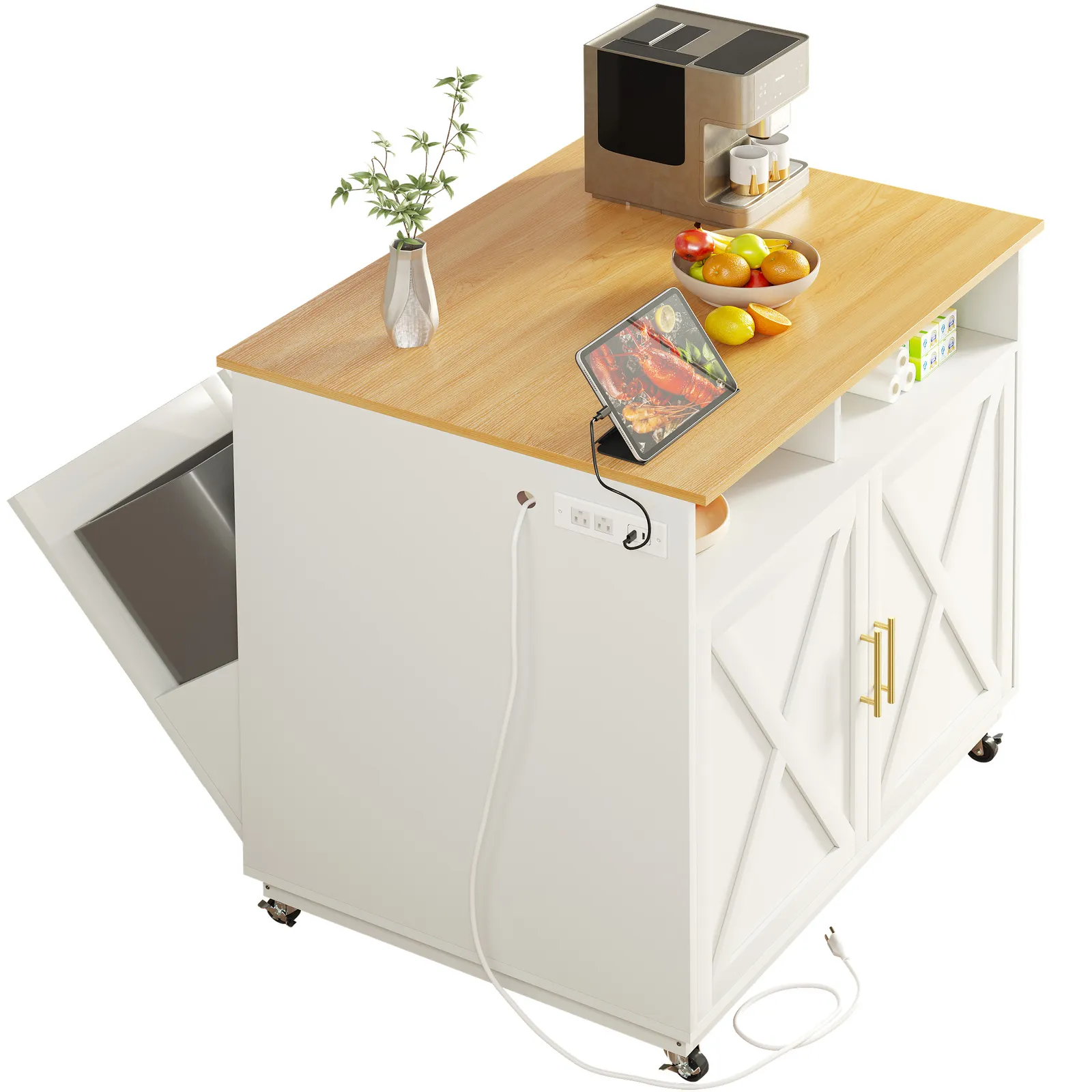 Aoife Dual Kitchen Trash Can Cabinet - Image 4