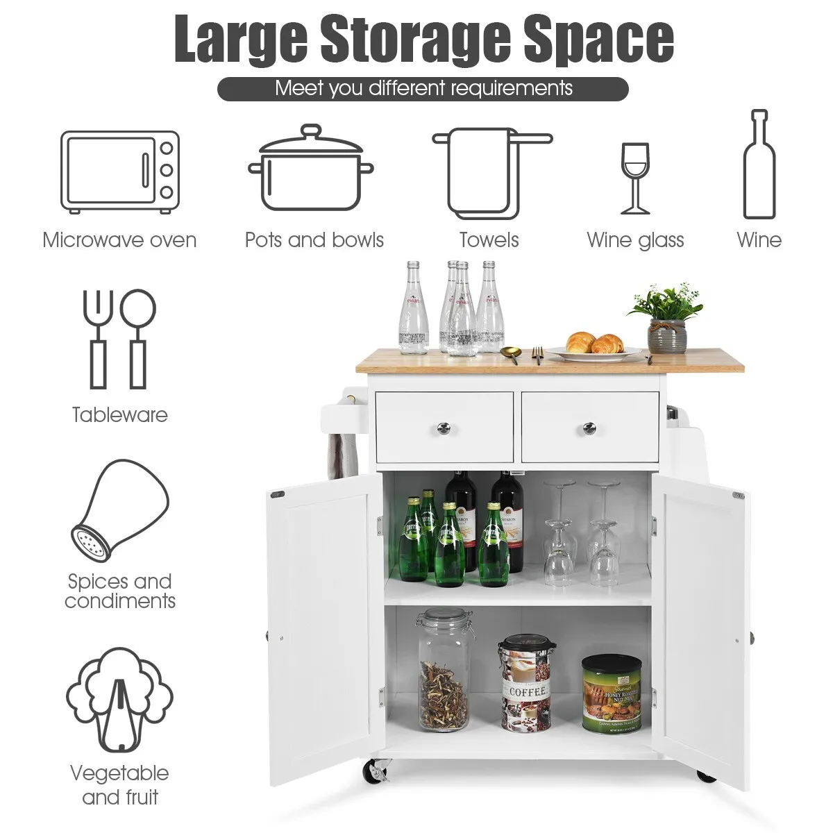 Arman Small Kitchen Island With Wheels - Image 6