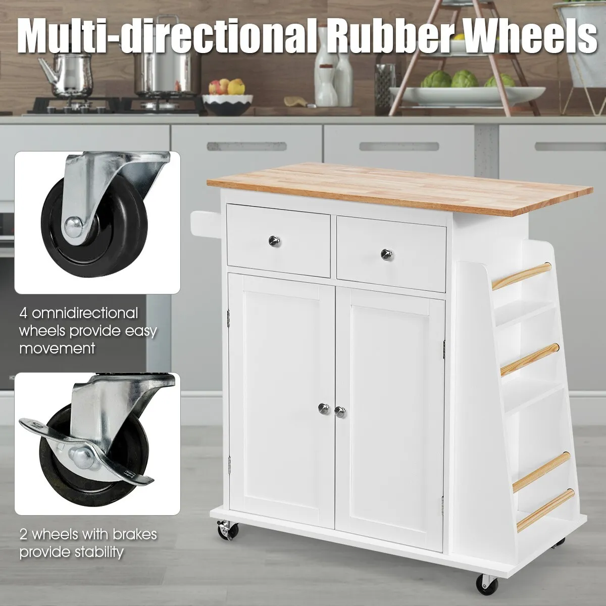Arman Small Kitchen Island With Wheels - Image 7