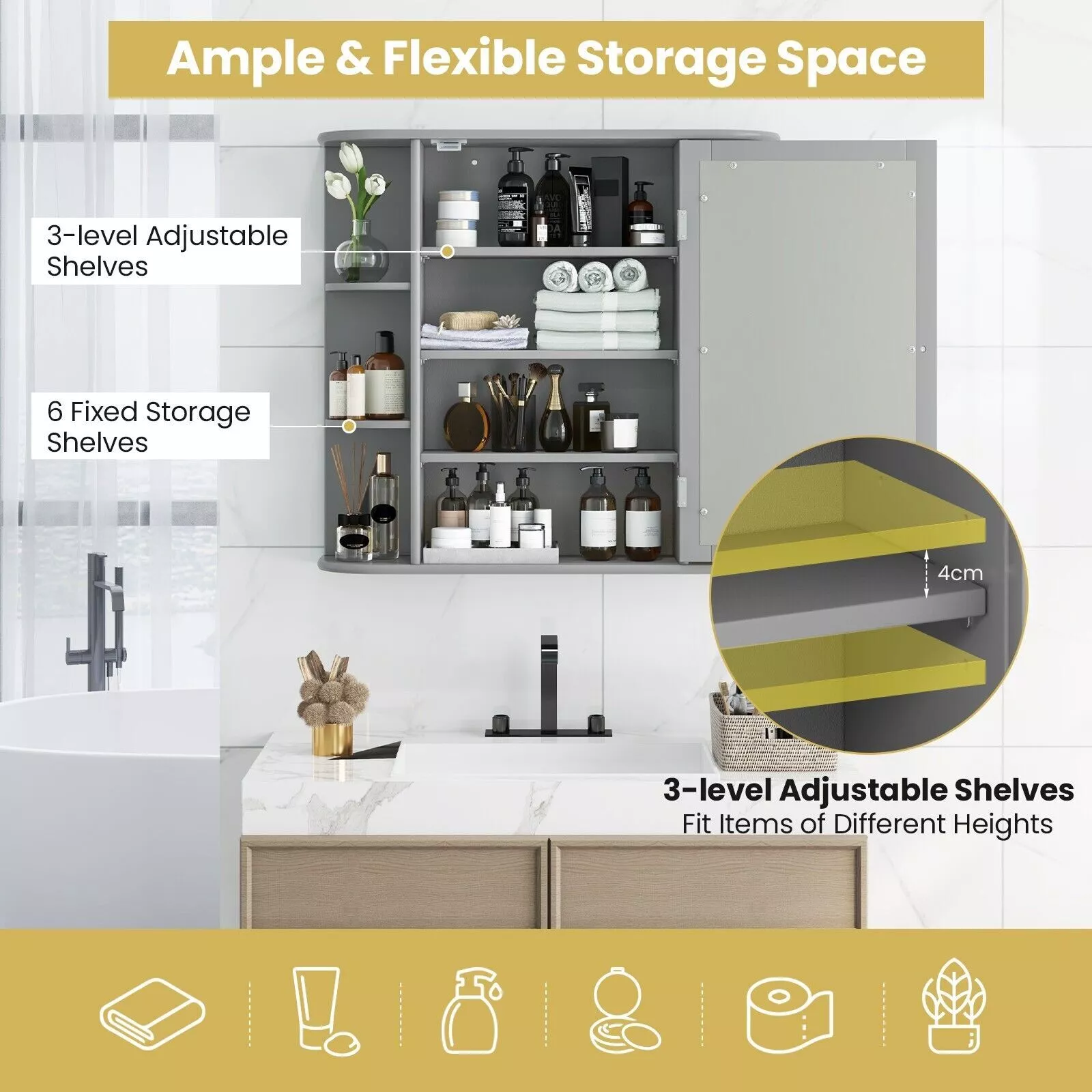 Asa Bathroom Mirror Wall Cabinet - Image 6