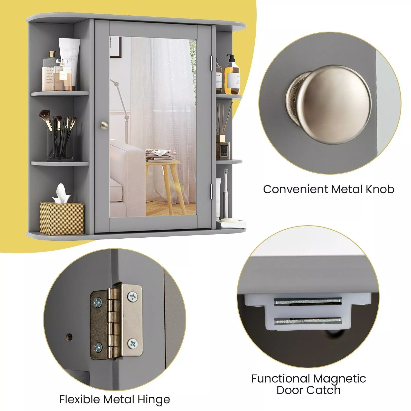 Asa Bathroom Mirror Wall Cabinet - Image 7
