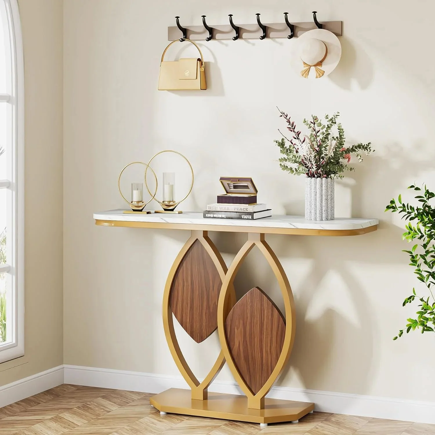 Asa Modern Marble Narrow Entryway Table - Image 2