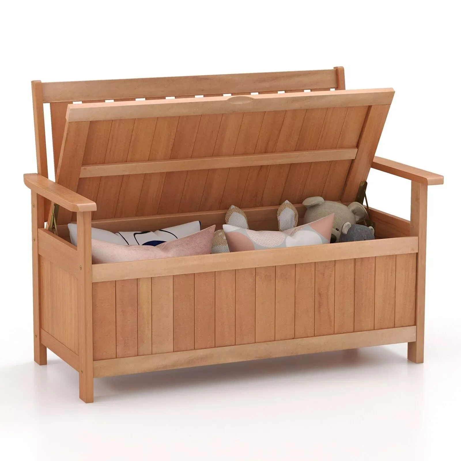 Bella Wooden Outdoor Garden Storage Bench - Image 3