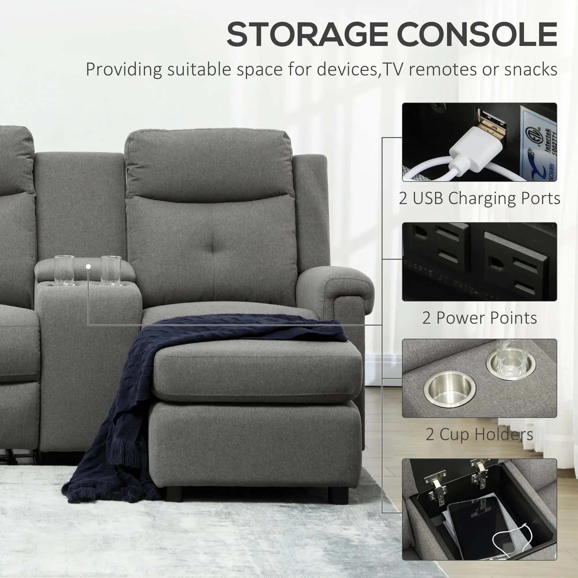 Belle Reclining Sectional Couch - Image 6