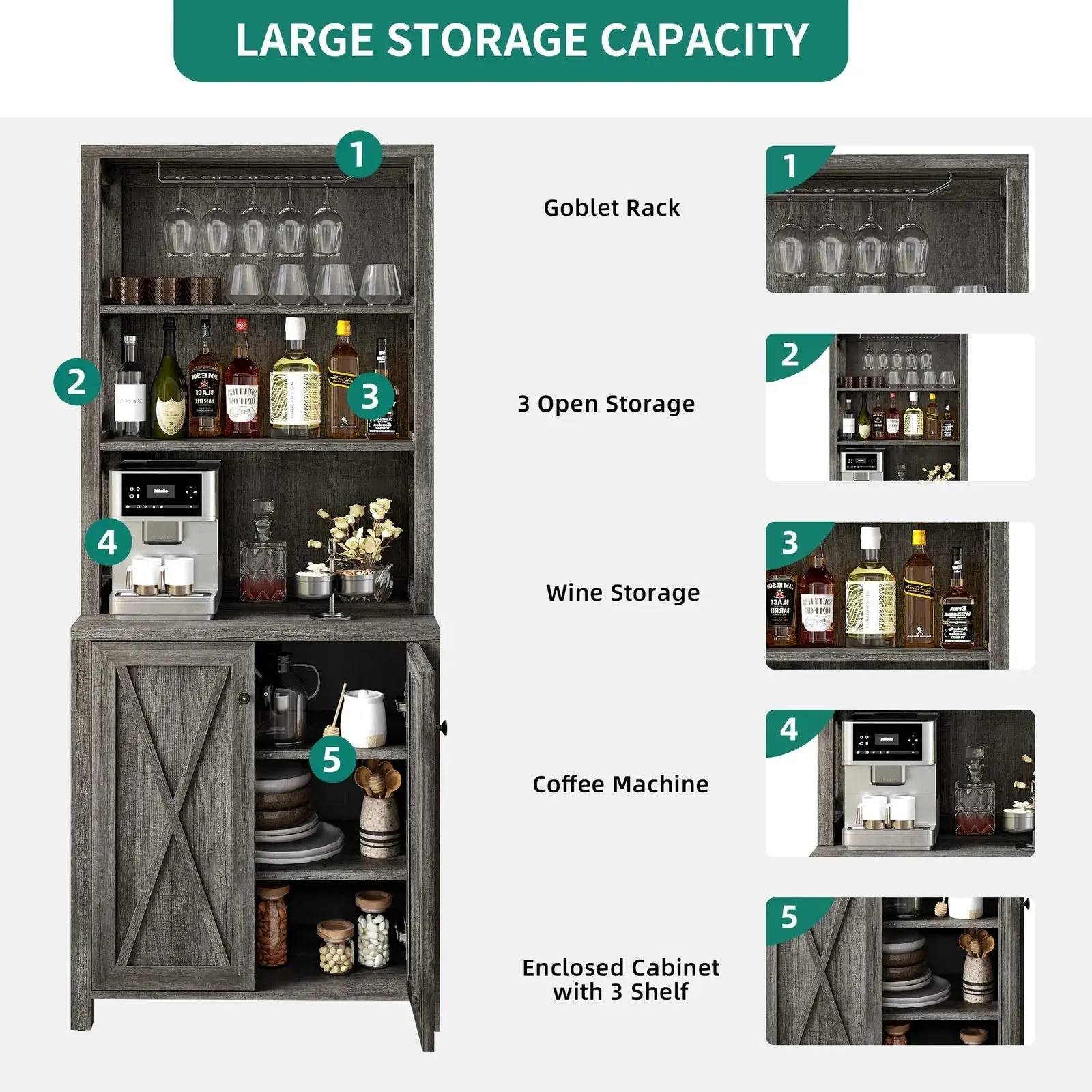 Berry Farmhouse Kitchen Pantry Cabinet - Image 3