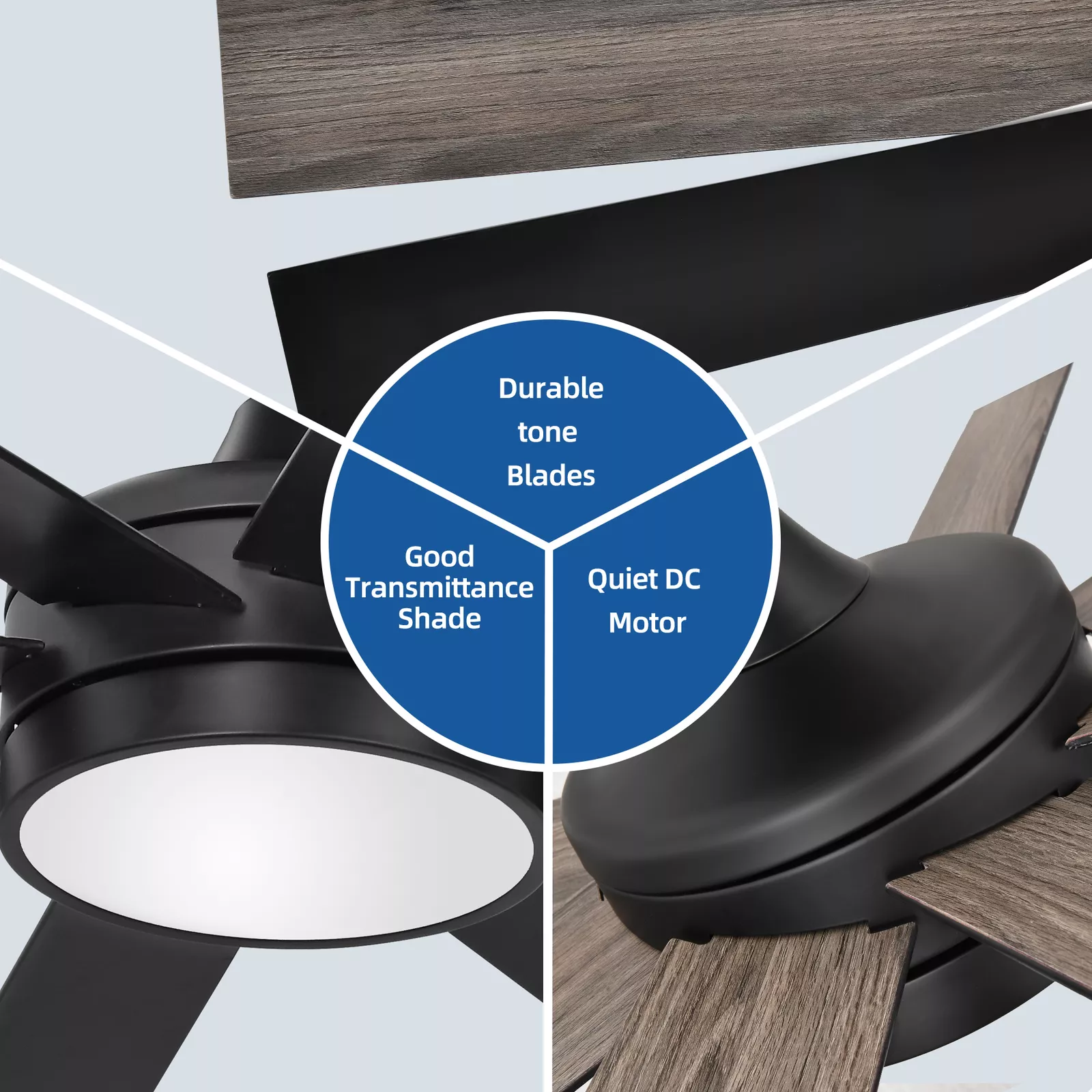 Black Modern Ceiling Fan With Light & Remote - Image 3