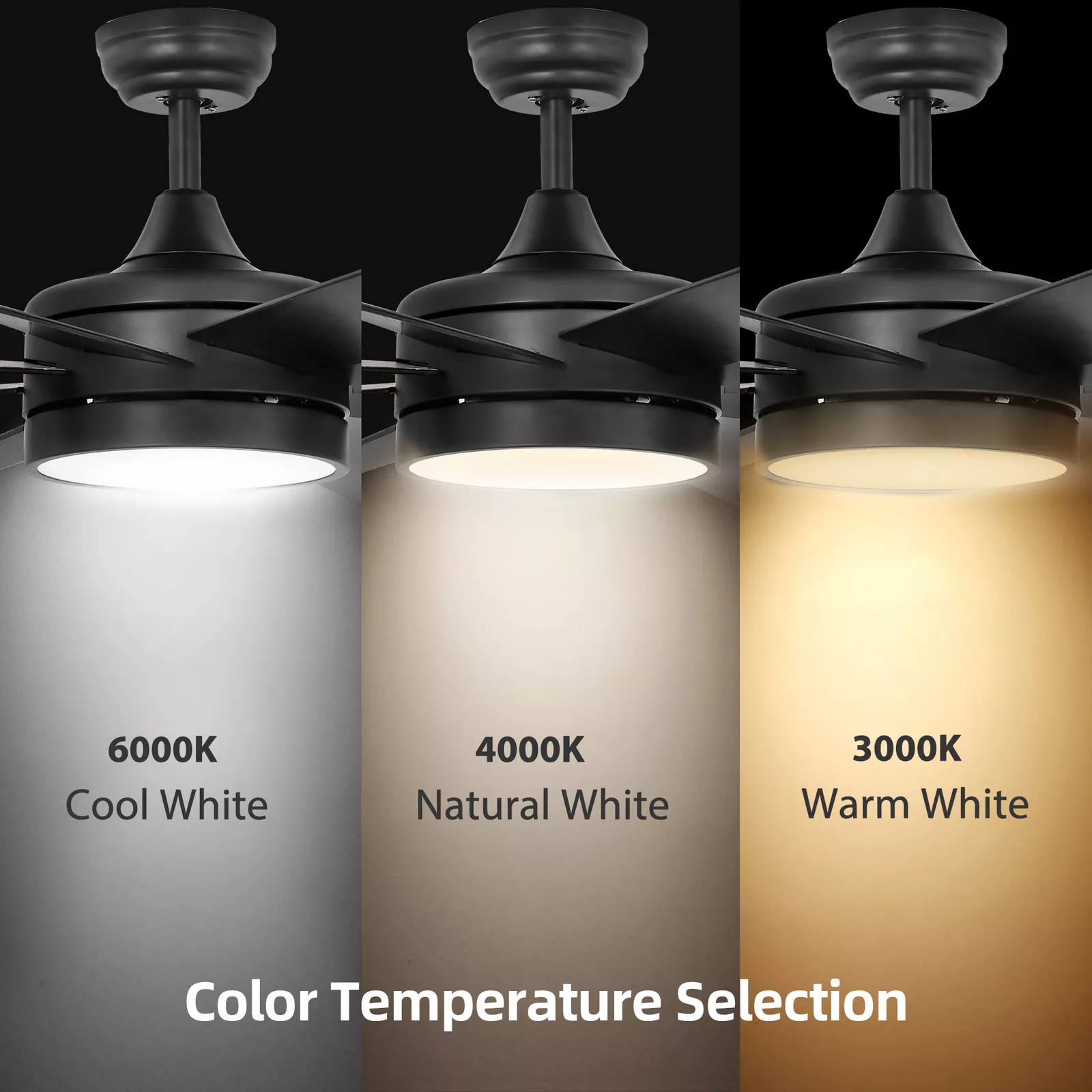 Black Modern Ceiling Fan With Light & Remote - Image 4