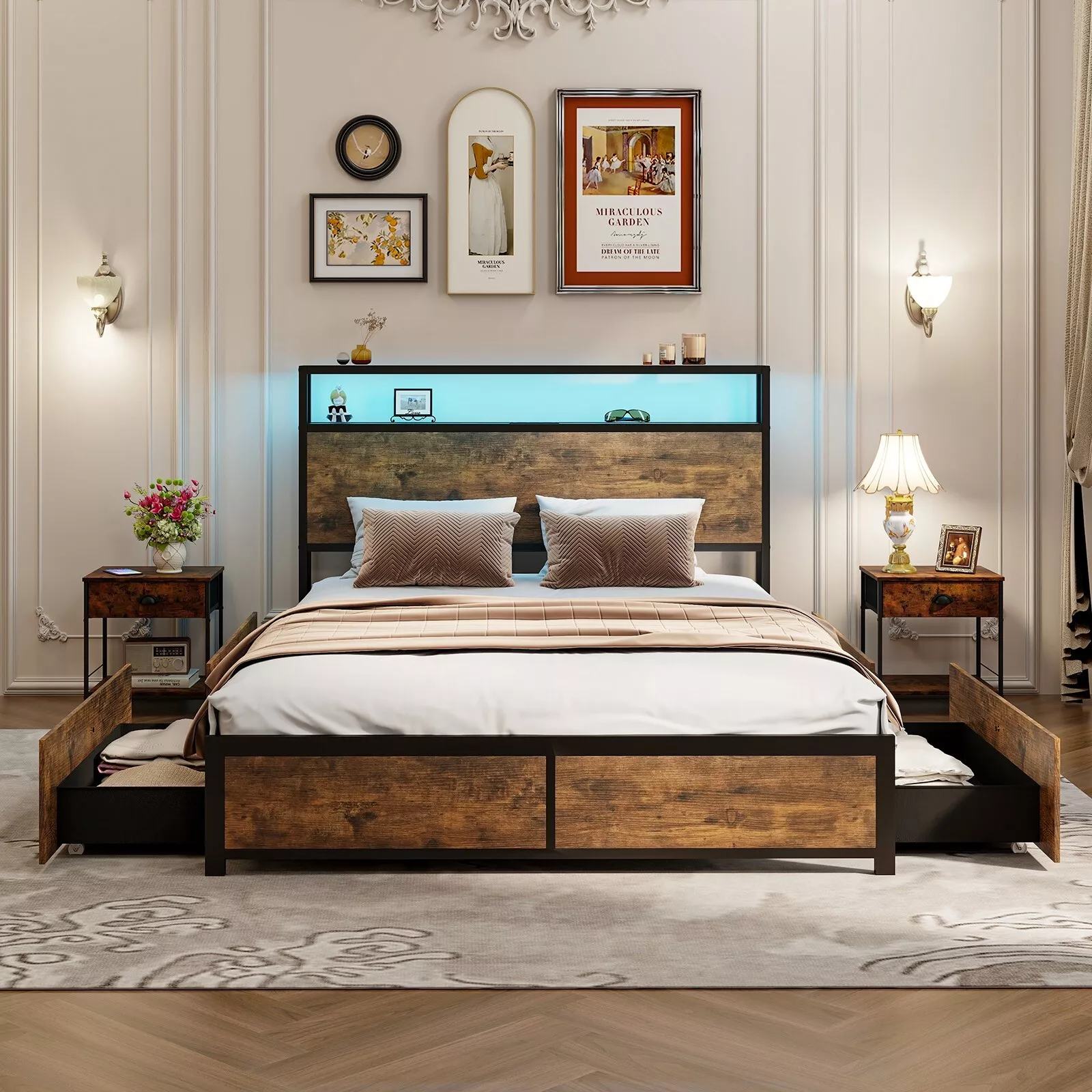 Boyle Double Metal Bed Frame With Storage - Image 3
