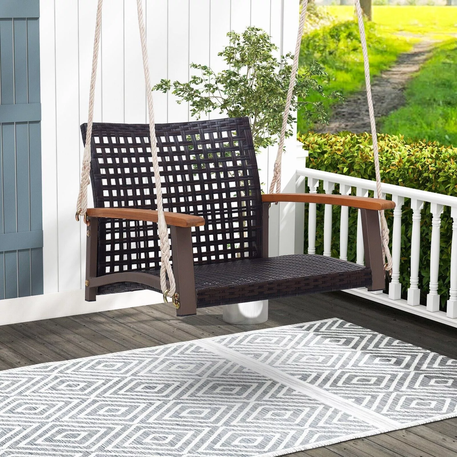 Bruce Outdoor Wooden Darden Swing Chair