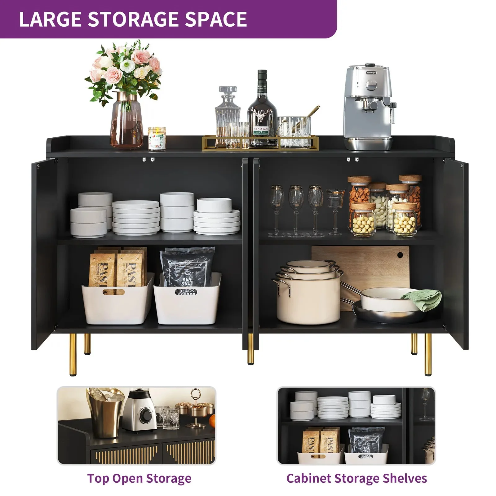 Callan Modern Sideboard Buffet Cabinet - Image 4