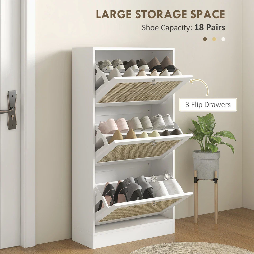 Carney Rattan Narrow Entryway Shoe Cabinet - Image 4