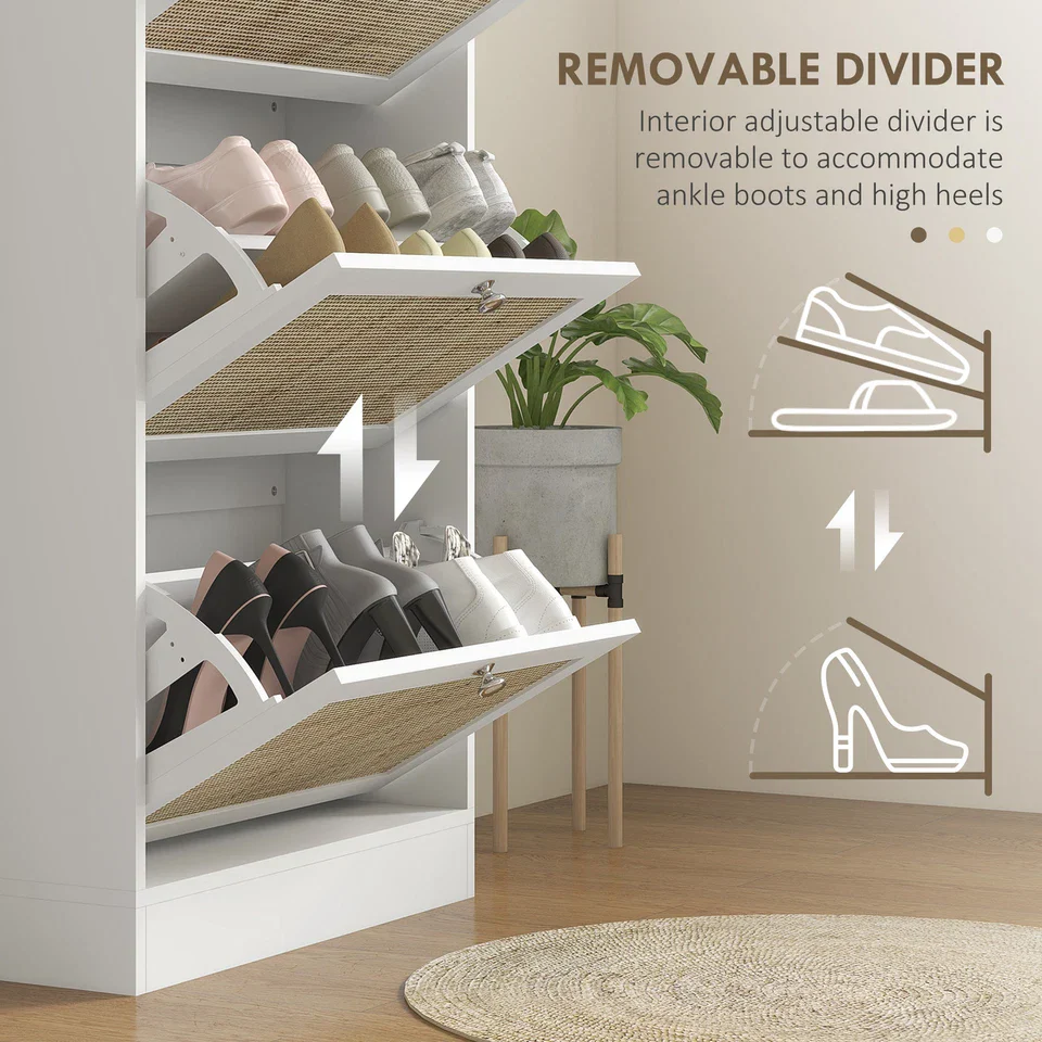 Carney Rattan Narrow Entryway Shoe Cabinet - Image 6