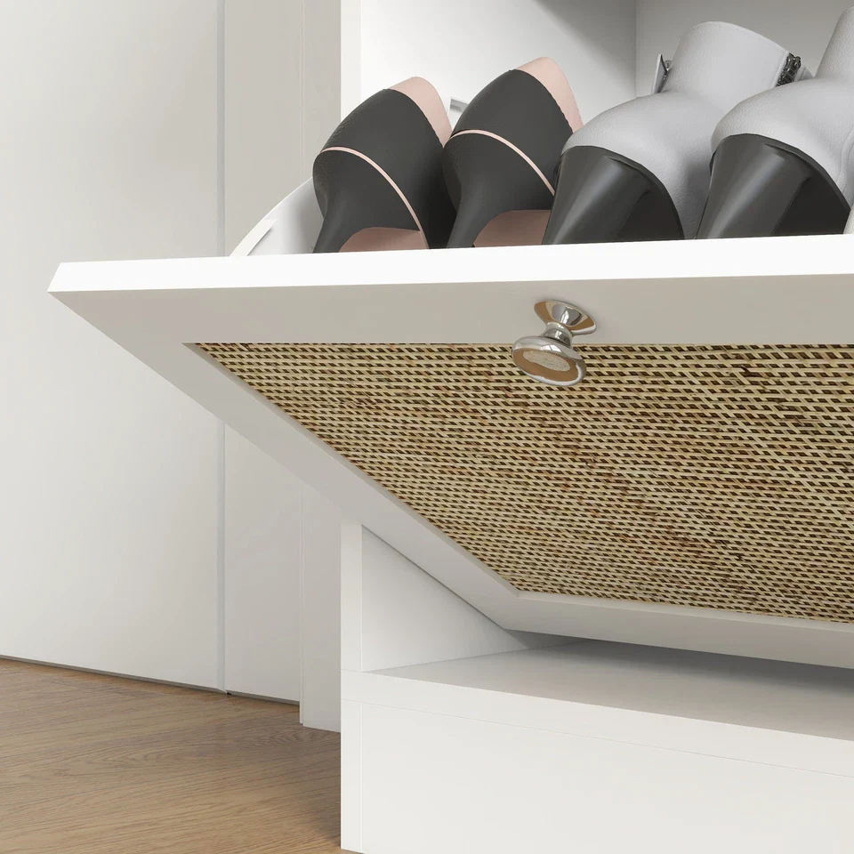 Carney Rattan Narrow Entryway Shoe Cabinet - Image 9