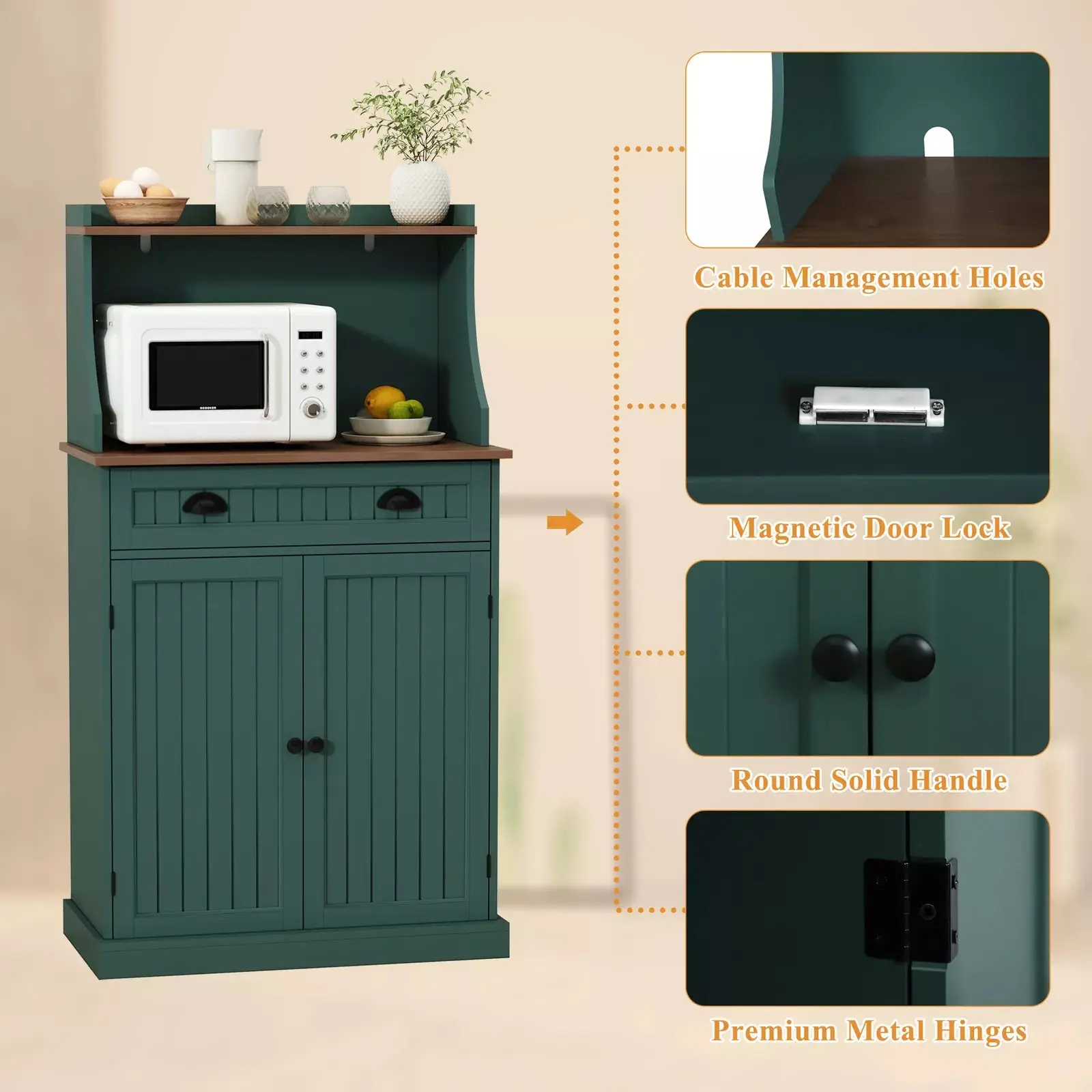 Case Small Kitchen Pantry Cabinet Hutch - Image 4