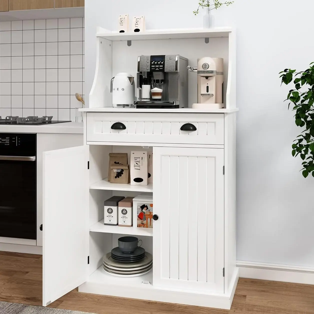 Case Small Kitchen Pantry Cabinet Hutch - Image 6