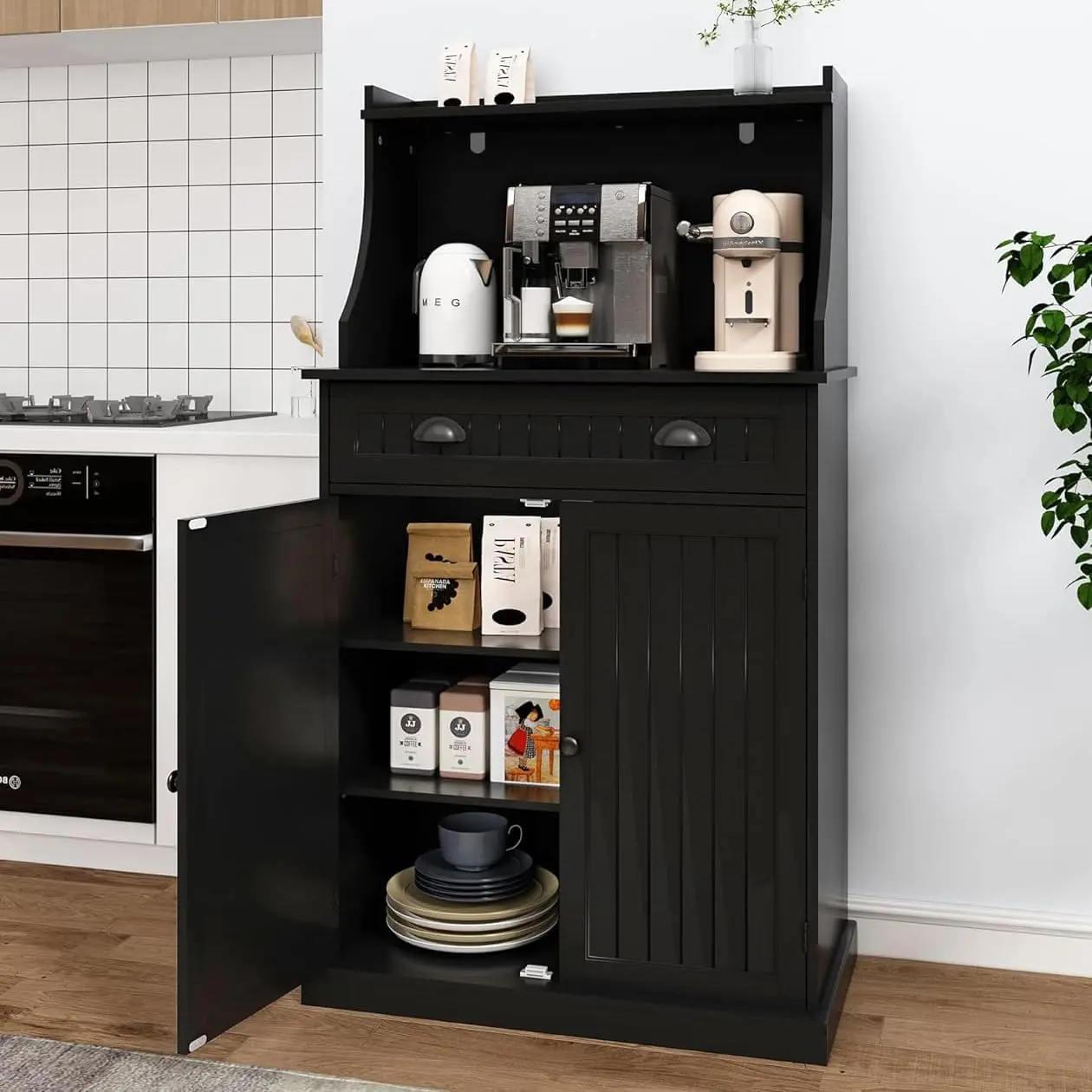 Case Small Kitchen Pantry Cabinet Hutch - Image 7