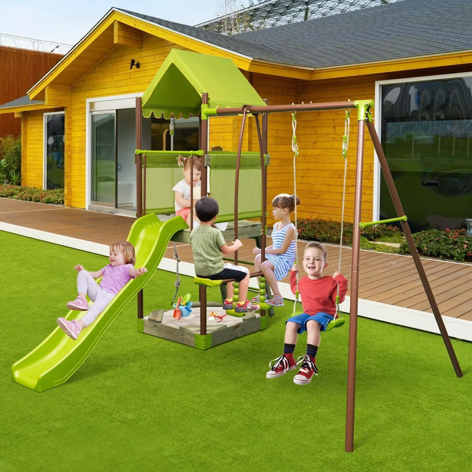 Children's Garden Swing & Slide Set