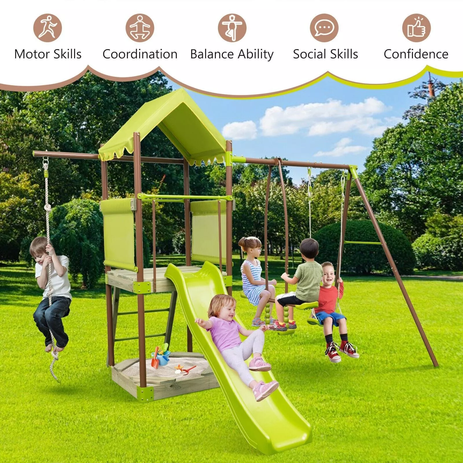 Children's Garden Swing & Slide Set - Image 6