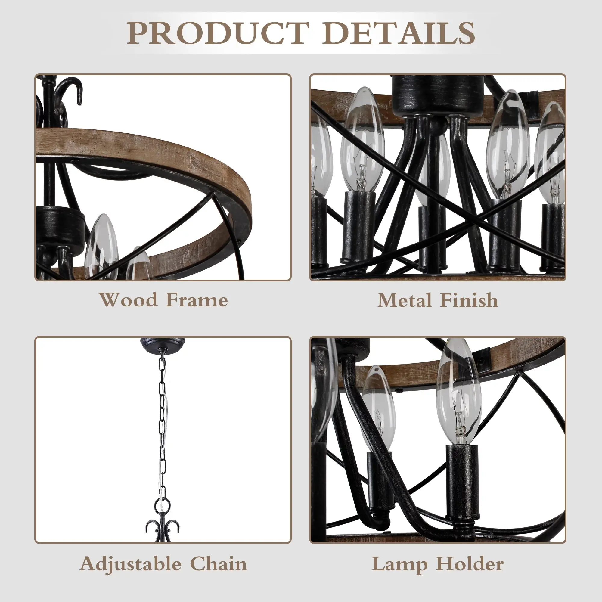 Circle Farmhouse Dining Room Chandelier - Image 5